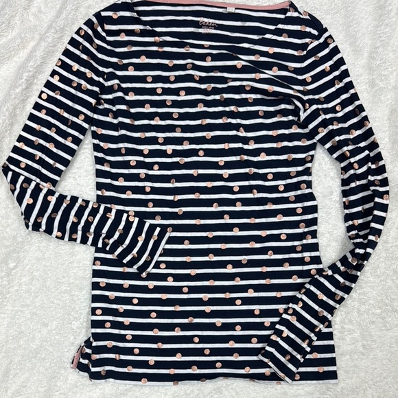 Boden Blue and White Fitted Long Sleeve Blouse - Picture 2 of 5